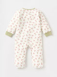 Juniors green flower printed fleece lined sleepsuit (Winter)