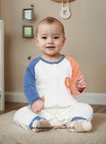 Juniors white animals printed colorblock sleepsuit