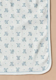 Giggles all over blue bear blanket