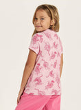 Juniors pink all over animal printed polo tshirt (Summer)