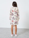 Max Girls Beige Floral print long Hooded fleece lined Sweatshirt (Winter)