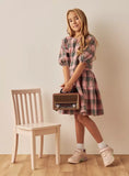 Juniors pink checkered frock
