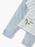 Juniors blue stripe flower embroidered shirt & Pyjama set (set of 2)