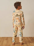 Juniors all over dino printed fleece shirt & Pyjama set (set of 2) (Winter)
