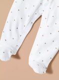 Juniors heart embroidered white sleepsuit