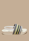 Aqua white multi stripe slides with backstrap