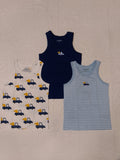 Juniors vehicle & stripe boys vests (set of 3)
