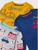 Matalan vehicle printed tshirts (set of 3)