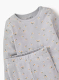 Juniors grey ribbed floral shirt & pyjama set (set of 2)