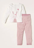 Juniors bunny & stripe printed shirt & pyjama set (set of 2)