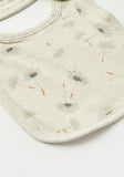 Junior gray dandelion print Bib with Button Closure