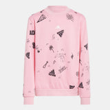 Adidas Pink Palm Tree Printed Fleece Lined Sweatshirt (Winter)