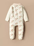 Juniors beige floral printed sleepsuit (winter)