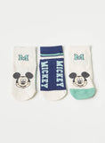 Disney Mickey Mouse Print Ankle Length Socks - Set of 3