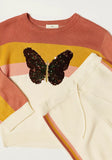 Juniors butterfly sequins knitted shirt & flared pants (set of 2)