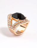 Lovisa black elegant oval statement ring (Jewellery)