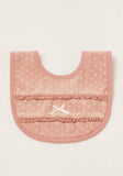 Juniors pink bow with frill bib