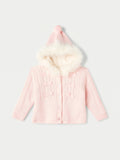 Juniors Pink Knitted Button Down Hooded Pullover (Winter)
