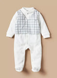 Giggles grey checkered fleece formal sleepsuit (Winter)