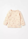 Juniors cherry printed ribbed shirt & pyjama set (set of 2)