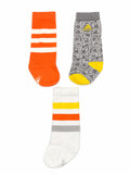 Adidas Orange Stripped, Grey, Yellow Socks - Pack Of 3