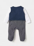 Giggles Boys Formal Navy Colorblock Sleepsuit With Bow & Coat (Winter)