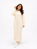 Max women's white knitted long gown hoodie (Winter)