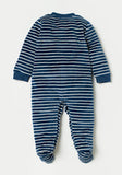 Juniors navy stripe fleece  sleepsuit with blue toes (Winter)