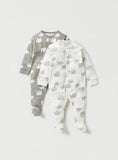 Juniors all over elephant printed sleepsuits (set of 2)