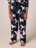 Juniors unicorn printed dark shirt & Pyjama set (set of 2)