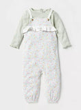Juniors floral frill pastel dungaree (set of 2)