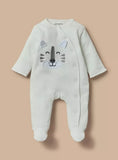 Juniors white tiger embroidered sleepsuit (Winter)