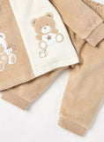 Juniors Brown Colorblock Bear Embroidered Fleece Shirt & Pyjama Set (Set Of 2) (Winter)