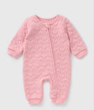 Matalan All Over Pink Heart Embossed Zipped Sleepsuit (Winter)