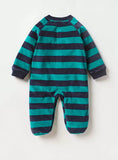 Juniors green & navy lines fleece sleepsuit (Winter)