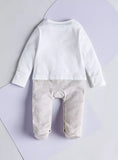 Giggles beige bear embroidered sleepsuit
