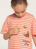 Juniors wonderful day butterfly sequins stripe tshirt (Summer)