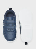 R&B navy perforated double strap shoes