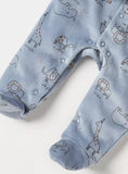 Juniors All Over Animals Printed Blue Fleece Sleepsuit (Winter)