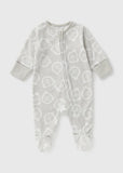 Juniors grey all over bear printed fleece zipped sleepsuit (Winter)