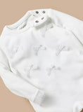 Giggles White Bow Applique Fleece Formal Sleepsuit (Winter)