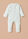 Juniors white flower zipped sleepsuit