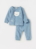 Giggles blue bear fleece shirt & Pyjama set (set of 2) (winter)