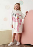 Max pink panther white fleece lined long hoodie (Winter)