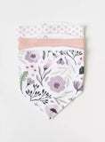 Juniors All over flower bandana bib & booties(set of 5)