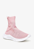 Shoexpress pink textured high slip on shoes