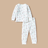 Juniors apple printed ribbed shirt & pyjama set (Thick cotton) (Winter)