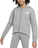 Nike Grey Girls Fleece Lined Ribbed Hoodie (winter)