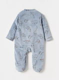 Juniors All Over Animals Printed Blue Fleece Sleepsuit (Winter)