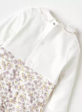 Giggles All Over Beige Flower Printed Girls Sleepsuit